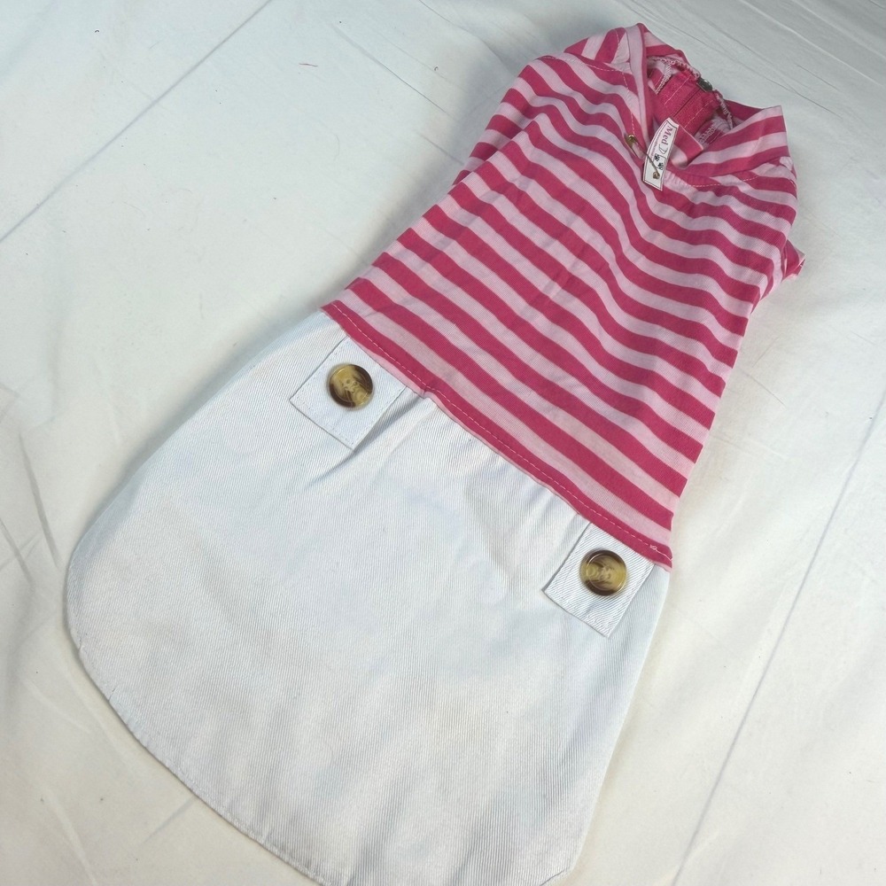 Boutique Dog Pet Dress Medium Pink White Striped Dog Clothes NWT